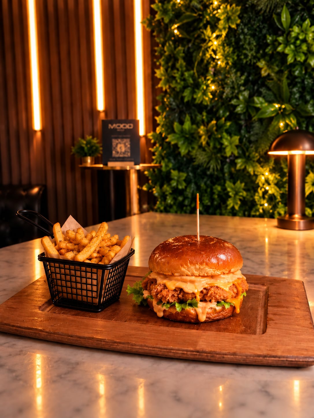 Chicken Zinger Burger with fries
